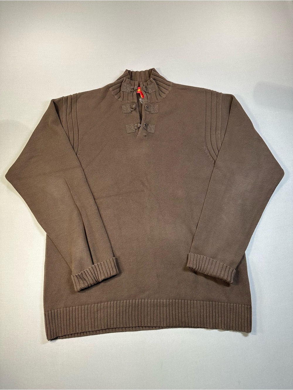 Shanghai Tang Mock Neck Pullover Sweater w/ Frog Closure, Cotton - Womens XL
